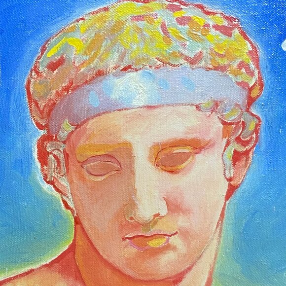 "Avatar" - Male - 12"x12" Signed Original Painting by MARK MUTCHNIK 1987 - Picture 2 of 10